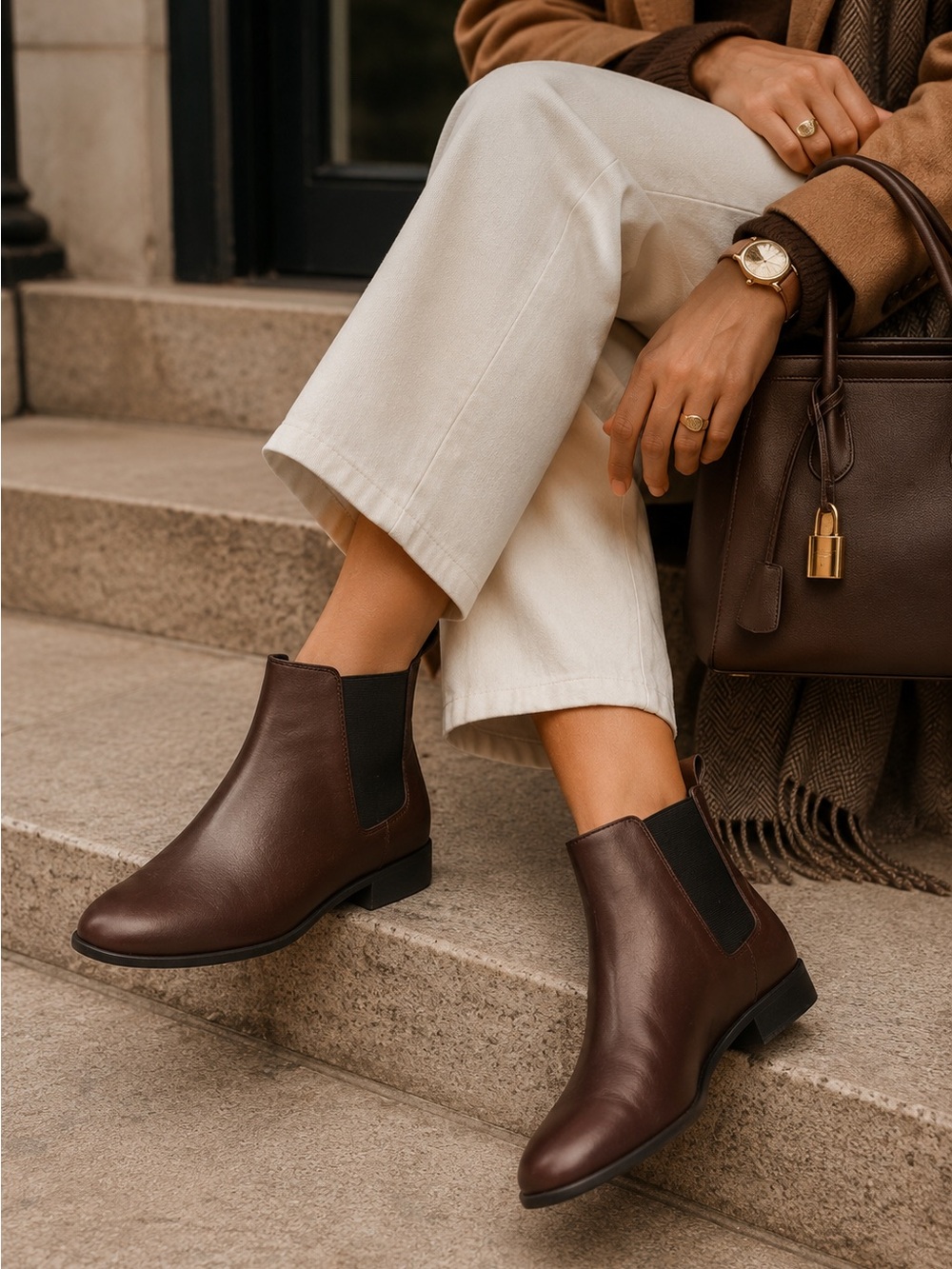 AEROSOLES Step Dance Chelsea Ankle Boots Brown Leather Comfort Classic Boot | 8